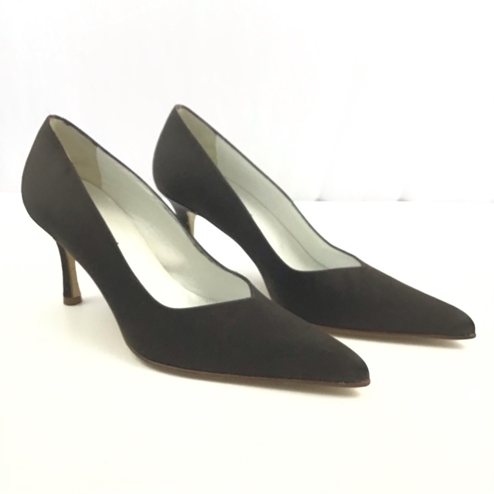 VERSANI BROWN SATIN PUMPS SIZE 8B - Picture 2 of 4